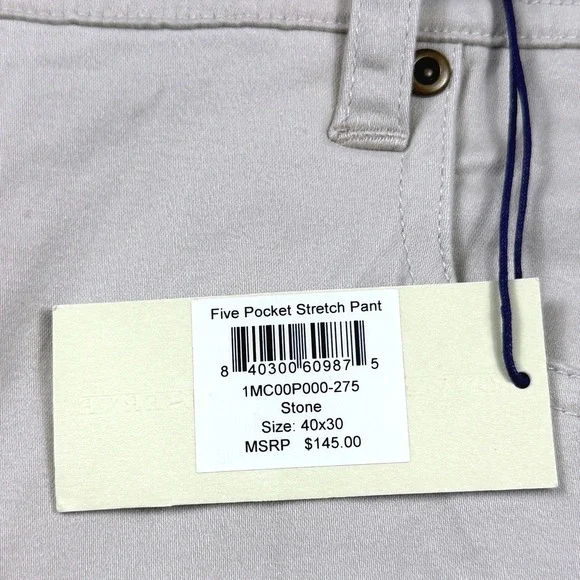 NWT Onward Reserve 5 Pocket Pants Khaki Straight Chino Microfiber Size 40x30 - Picture 8 of 9
